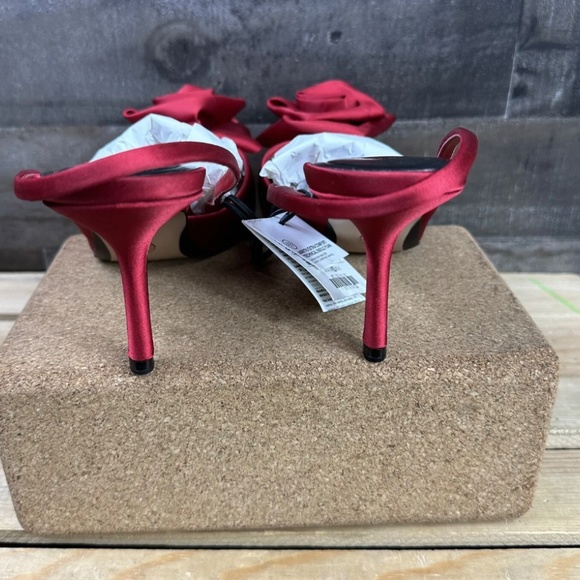 ZARA NEW WOMAN SLINGBACK SHOES WITH FLOWER RED SIZE EUR 39/ US 8/ UK 6 - Picture 4 of 6
